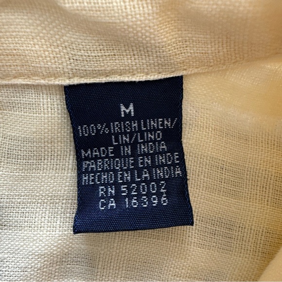 Liz Claiborne Lizsport Womens M 100% Irish Linen Button-Up Shirt Creamy Yellow - Picture 8 of 9